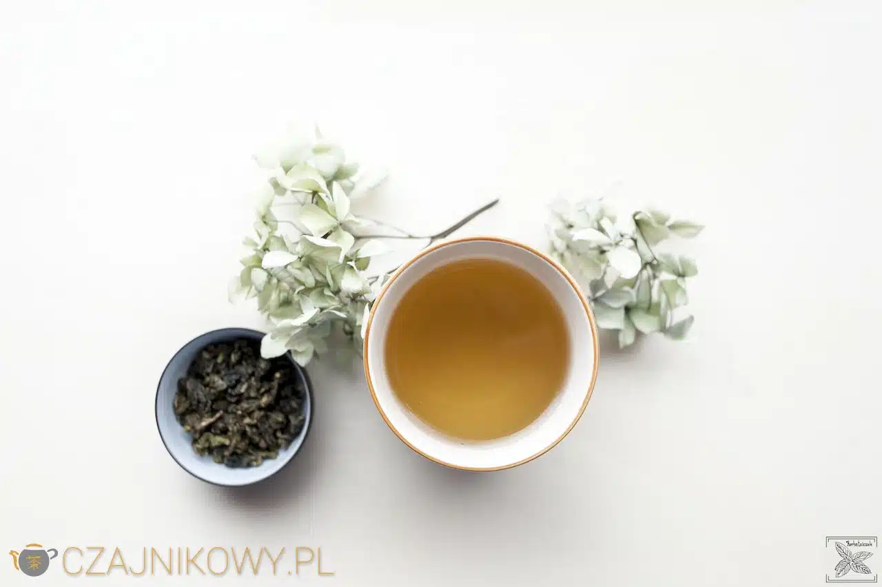 Herbata Mleczny Oolong: herbata zaparzona w kubku