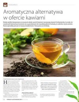 Nowości Gastronomiczne, wrzesień 2015 tekst o herbacie dla kawiarni