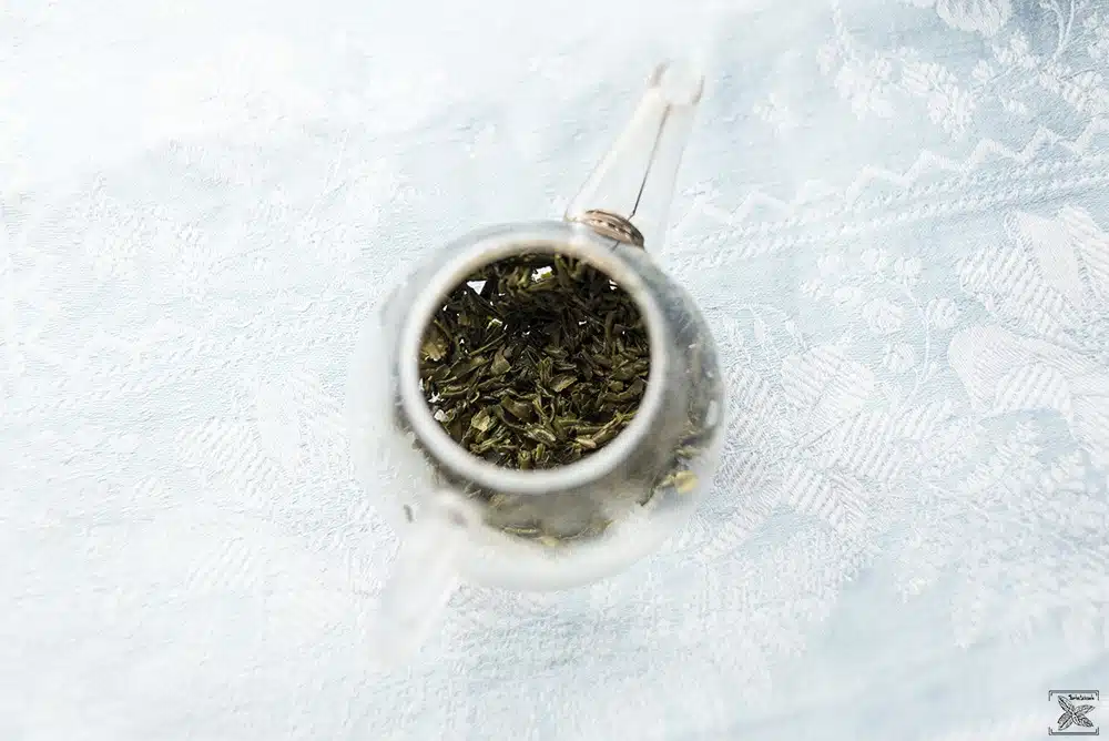 Herbata zielona Lu An Gua Pian: liście herbaty po parzeniu