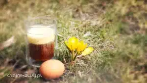 Przepis na kawę z koglem moglem (jajkiem) i mleczkiem w tubce