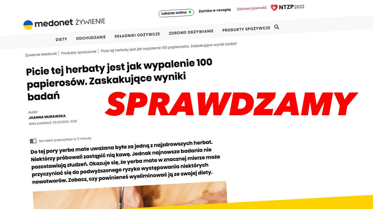 Wypicie 200 ml yerba mate równie groźne jak wypalenie 100 papierosów?