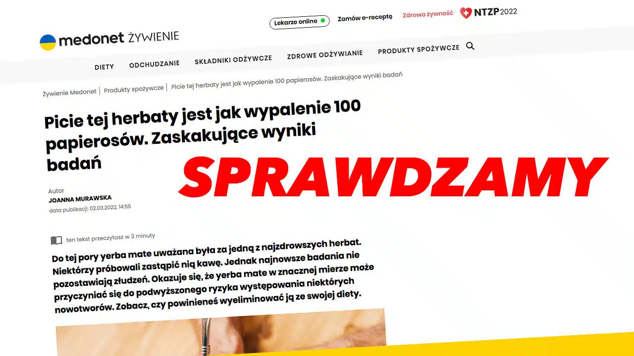 Wypicie 200 ml yerba mate równie groźne jak wypalenie 100 papierosów?