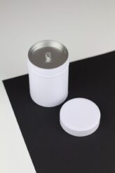 Puszka na herbatę biała 125g podwójne zamknięcie