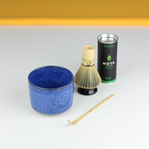 Zestaw do herbaty BLUE: matcha, matchawan, chasen, chashaku, stojak
