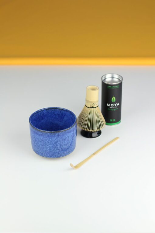 Zestaw do herbaty BLUE: matcha, matchawan, chasen, chashaku, stojak