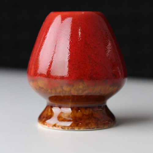 Porcelanowy stojak na miotełkę Chasen do Matcha czerwony brąz