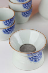 Chiński zestaw do parzenia herbaty – porcelanowy komplet 9-elementowy z niebieskim wzorem