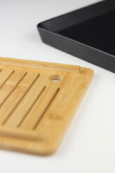 Stolik herbaciany kwadratowy z bambusem 22x22x3cm – kamionkowa taca do herbaty