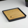 Stolik herbaciany kwadratowy z bambusem 22x22x3cm – kamionkowa taca do herbaty