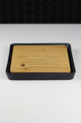 Stolik herbaciany kwadratowy z bambusem 22x22x3cm – kamionkowa taca do herbaty